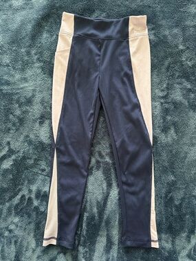 Navy and Cream Two-Tone Girls' Active Leggings